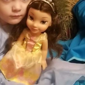 Disney Belle doll with crown shoes and brush